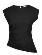 Knit Asymmetric Top Tops Shirts Short-sleeved Black Mango