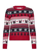 Onlxmas Reindeer Ls O-Neck Box Knt Tops Knitwear Jumpers Red ONLY