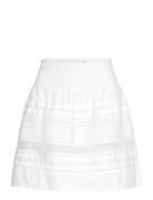 Lace-Trim Cotton Broadcloth Miniskirt Kort Skjørt White Lauren Ralph L...