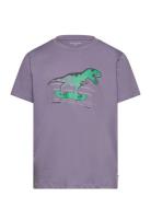Printed T-Shirt Tops T-shirts Short-sleeved Purple Tom Tailor