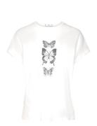 Printed Cotton-Blend T-Shirt Tops T-shirts & Tops Short-sleeved White ...