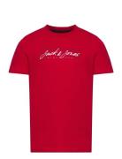 Jjzuri Tee Ss Crew Neck Jnr Tops T-shirts Short-sleeved Red Jack & J S
