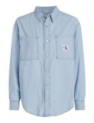 Over D Ls Denim Shirt Tops Shirts Long-sleeved Blue Calvin Klein Jeans