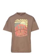 T Shirt W Placed Frontprint Tops T-shirts Short-sleeved Brown Lindex