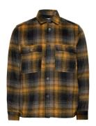 Onsbaz Ovr Pkt Brush Check Ls Shirt Blue Tops Overshirts Orange ONLY &...