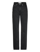 High Rise Straight Bottoms Jeans Straight-regular Black Calvin Klein J...