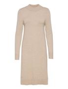 Viril Crew Neck L/S Midi Dress - Noos Knelang Kjole Beige Vila