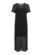 Vigardea O-Neck S/S Ankle Dress Knelang Kjole Black Vila