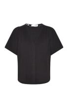 Slfamara 2/4 Top B Tops Blouses Short-sleeved Black Selected Femme
