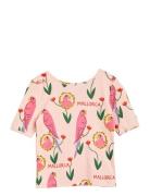 Parrots Aop Ballet Ss Tee Tops T-shirts Short-sleeved Pink Mini Rodini