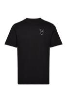 Owl Chest Tee - Gots/Vegan Tops T-shirts Short-sleeved Black Knowledge...