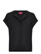 Women Blouses Woven Short Sleeve Tops Blouses Short-sleeved Black Espr...
