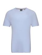 Rib T-Shirt Tops T-shirts Short-sleeved Blue BOSS