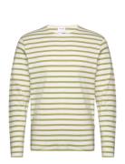 Slhbriac Stripe Ls O-Neck Tee Tops T-shirts Long-sleeved Khaki Green S...