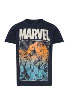 Nkmfrance Marvel Ss Top Mar Tops T-shirts Short-sleeved Navy Name It