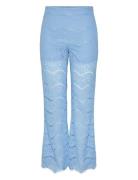 Yaslarisso Hw Lace Pants - Show Bottoms Trousers Flared Blue YAS