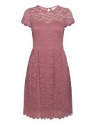 Vikalila Capsleeve Lace Dress Knelang Kjole Pink Vila