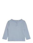 Blouse Ls - Solid Tops T-shirts Long-sleeved T-shirts Blue Fixoni