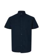Slhregkylian-Linen Shirt Ss Classic Tops Shirts Short-sleeved Blue Sel...
