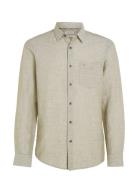 Linen Cotton Regular Shirt Tops Shirts Casual Khaki Green Calvin Klein