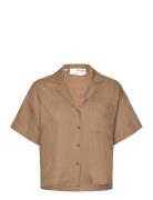 Slfeloisa Ss Cropped Shirt B Tops Shirts Short-sleeved Brown Selected ...