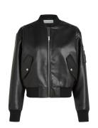 Faux Leather Bomber Jacket Skinnjakke Skinnjakke Black Calvin Klein Je...