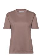Smooth Cotton Minimal Logo Tee Tops T-shirts & Tops Short-sleeved Beig...