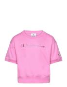 Crewneck Croptop T-Shirt Sport T-shirts Short-sleeved Pink Champion