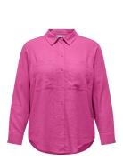 Carcaro L/S Ovs Linen Shirt Tlr Tops Shirts Long-sleeved Pink ONLY Car...