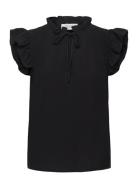 Top W/Ruffles Tops T-shirts & Tops Sleeveless Black Rosemunde