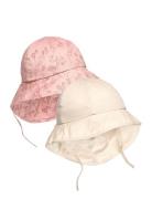 Summer Hat W. String 2-Pack Solhatt Multi/patterned En Fant
