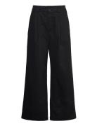 Relaxed Pleated Chinos Bottoms Trousers Wide Leg Black Hope