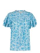 Bobbie Tops Blouses Short-sleeved Blue Fabienne Chapot