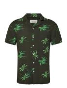 Shirt Tops Shirts Short-sleeved Khaki Green Blend