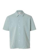 Slhrelaxben Seersucker Ss Jersey Shirt Tops Shirts Short-sleeved Blue ...