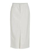 Vipia New Midi Denim Skirt Jaf White/Ln Knelangt Skjørt White Vila