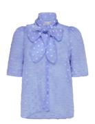 Shortsleeved Bow Shirt Tops Blouses Short-sleeved Blue Stella Nova