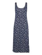 Floral Scoopneck Jersey Dress Knelang Kjole Blue Polo Ralph Lauren