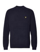 Shaker Stitch Mock Neck Jumper Tops Knitwear Round Necks Navy Lyle & S...