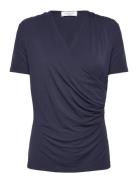 Viscose T-Shirt Tops T-shirts & Tops Short-sleeved Navy Rosemunde