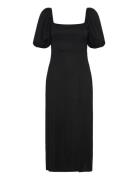 Puff Sleeve Midi Dress Knelang Kjole Black Gina Tricot