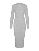 Vmlucky Ls Highneck Calf Dress Ga Boo Knelang Kjole Grey Vero Moda