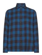 Relaxed Fit Plaid Cotton Twill Shirt Tops Shirts Long-sleeved Blue Pol...