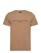 Tommy Logo Tee Tops T-shirts Short-sleeved Beige Tommy Hilfiger