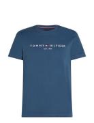 Tommy Logo Tee Tops T-shirts Short-sleeved Blue Tommy Hilfiger