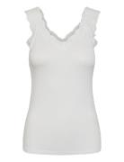 Pcbarbera Lace Top Noos Bc Tops T-shirts & Tops Sleeveless White Piece...