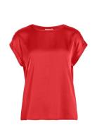Viellette S/S Satin Top - Noos Tops T-shirts & Tops Short-sleeved Red ...