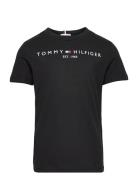 Essential Tee S/S Tops T-shirts Short-sleeved Black Tommy Hilfiger