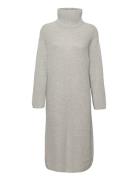 Slfelina Ls Knit Highneck Dress B Knelang Kjole Grey Selected Femme