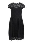 Vikalila Capsleeve Lace Dress Knelang Kjole Black Vila